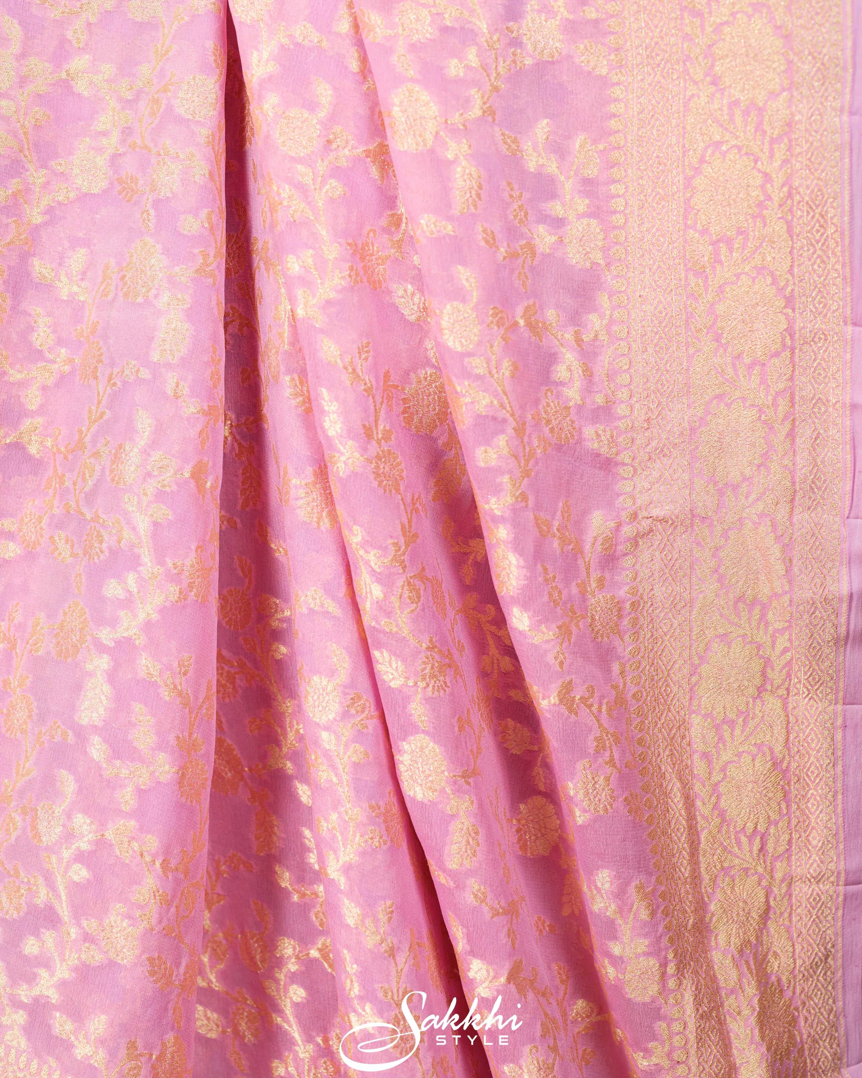 BABY PINK BANARASI GEORGETTE SAREE