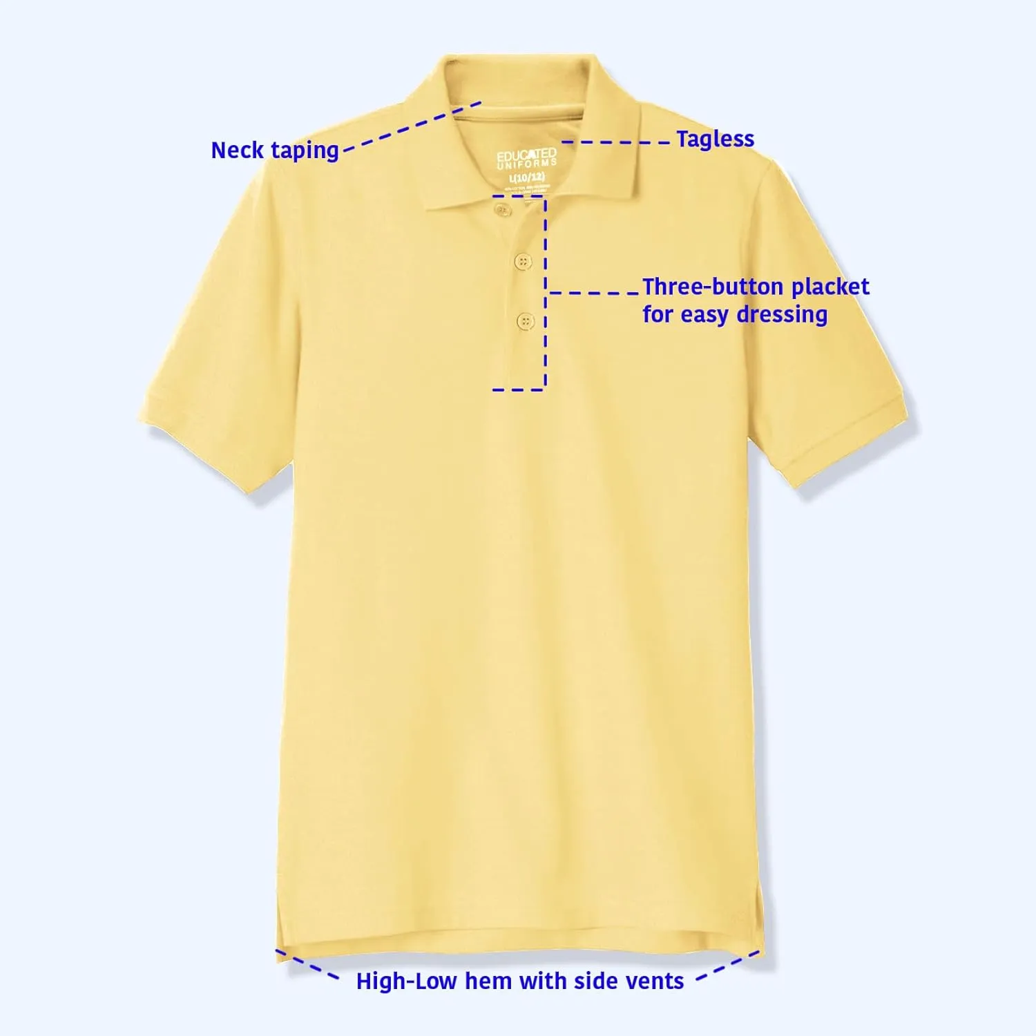 Boys 2T-20 Short Sleeve Pique Polo Uniform Shirt