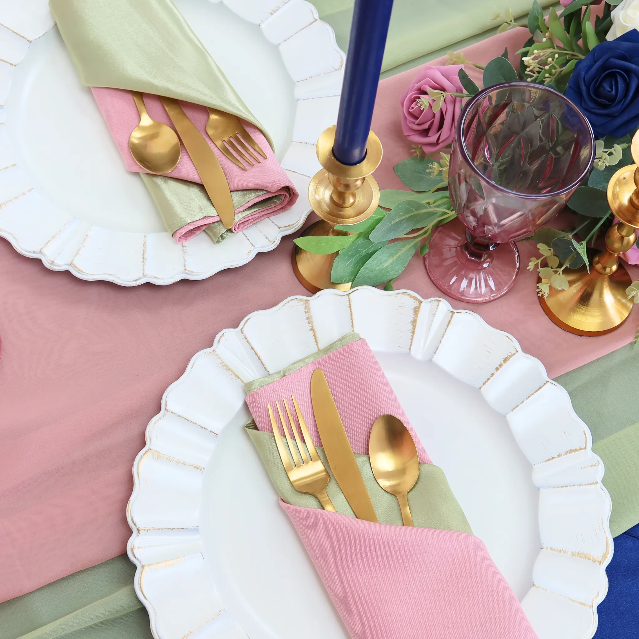 Chiffon Wedding Table Runner 10FT x 27" - Dusty Rose/Mauve