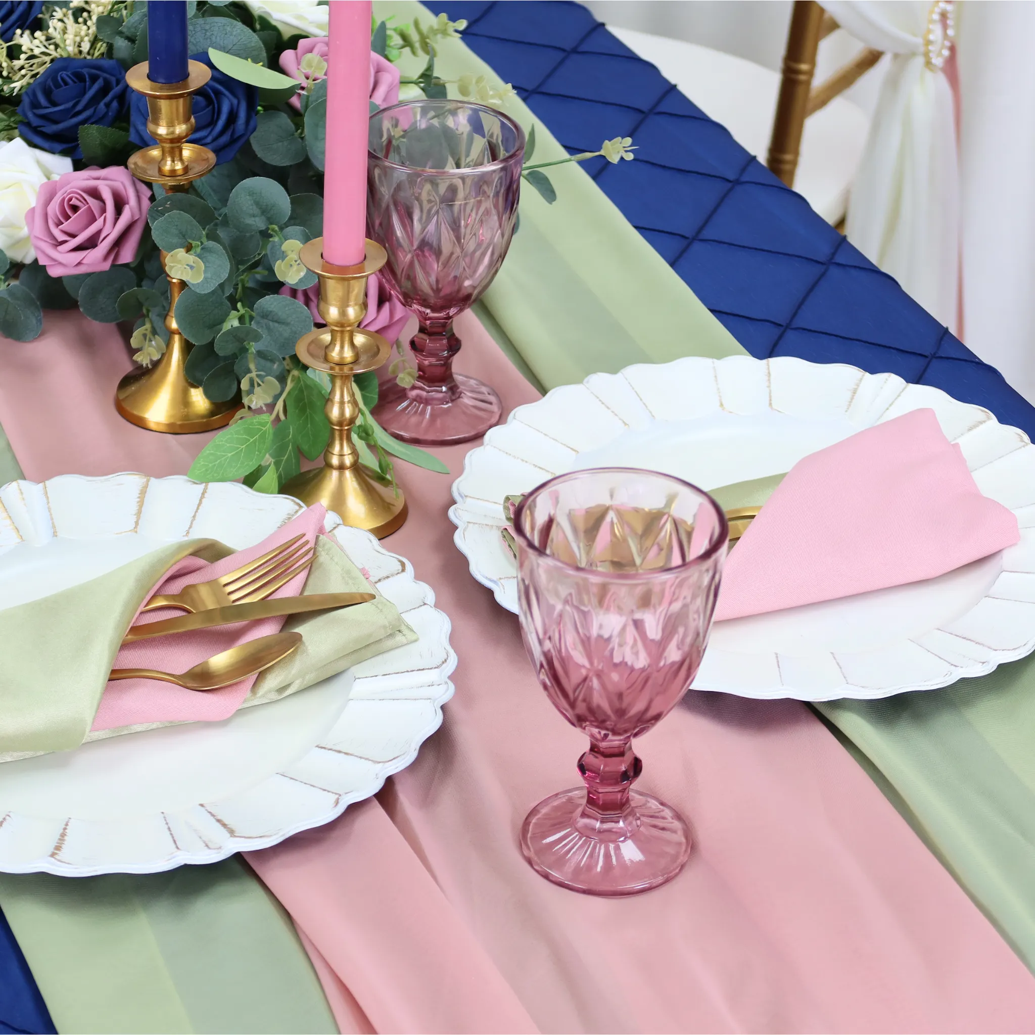 Chiffon Wedding Table Runner 10FT x 27" - Dusty Rose/Mauve