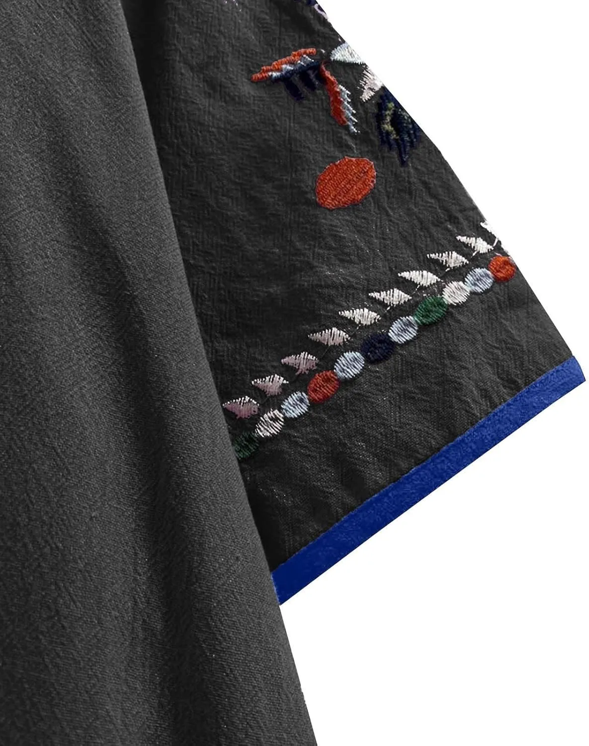 Cotton Linen Tops for Women 2024 Summer Boho Embroidered Mexican Blouse Plus Size Casual Crewneck Tee Shirts Tunics