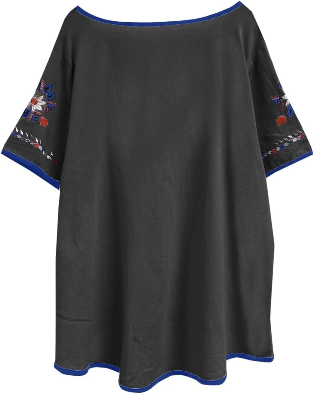 Cotton Linen Tops for Women 2024 Summer Boho Embroidered Mexican Blouse Plus Size Casual Crewneck Tee Shirts Tunics