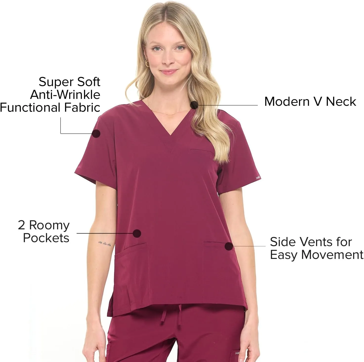 Dagacci Medical Uniform Unisex 4-Way Stretch Scrubs Set Top and Pants