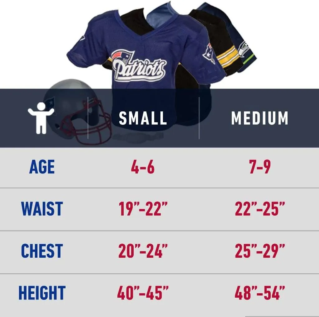 Franklin Sports NFL Youth Football Uniform Set for Boys & Girls - Includes Helmet, Jersey & Pants with Chinstrap   Numbers