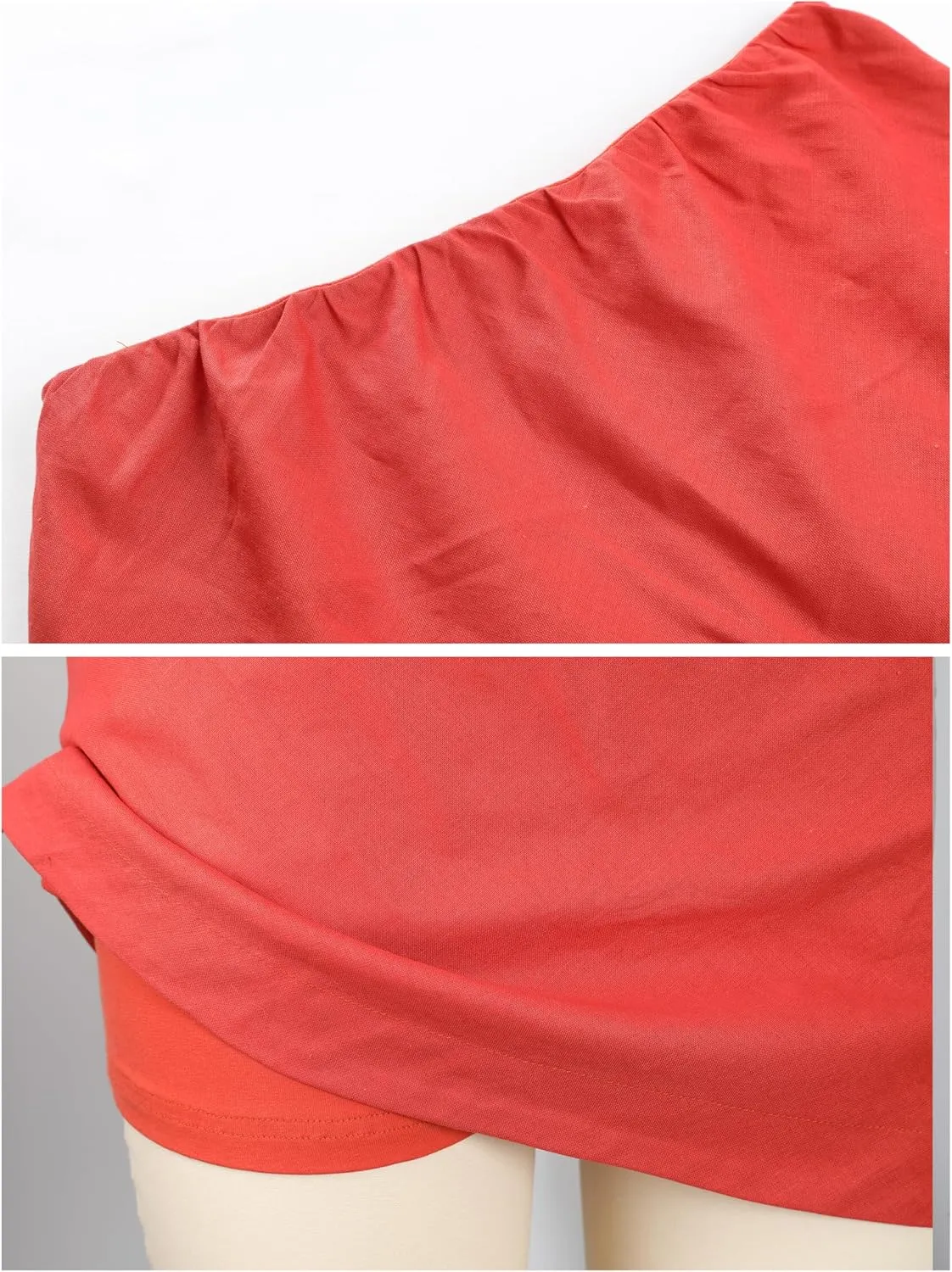 Gozoloma Womens Cotton Linen Skorts Casual Cute A-Line Mini Skirts with Ruffle Inner Waistband