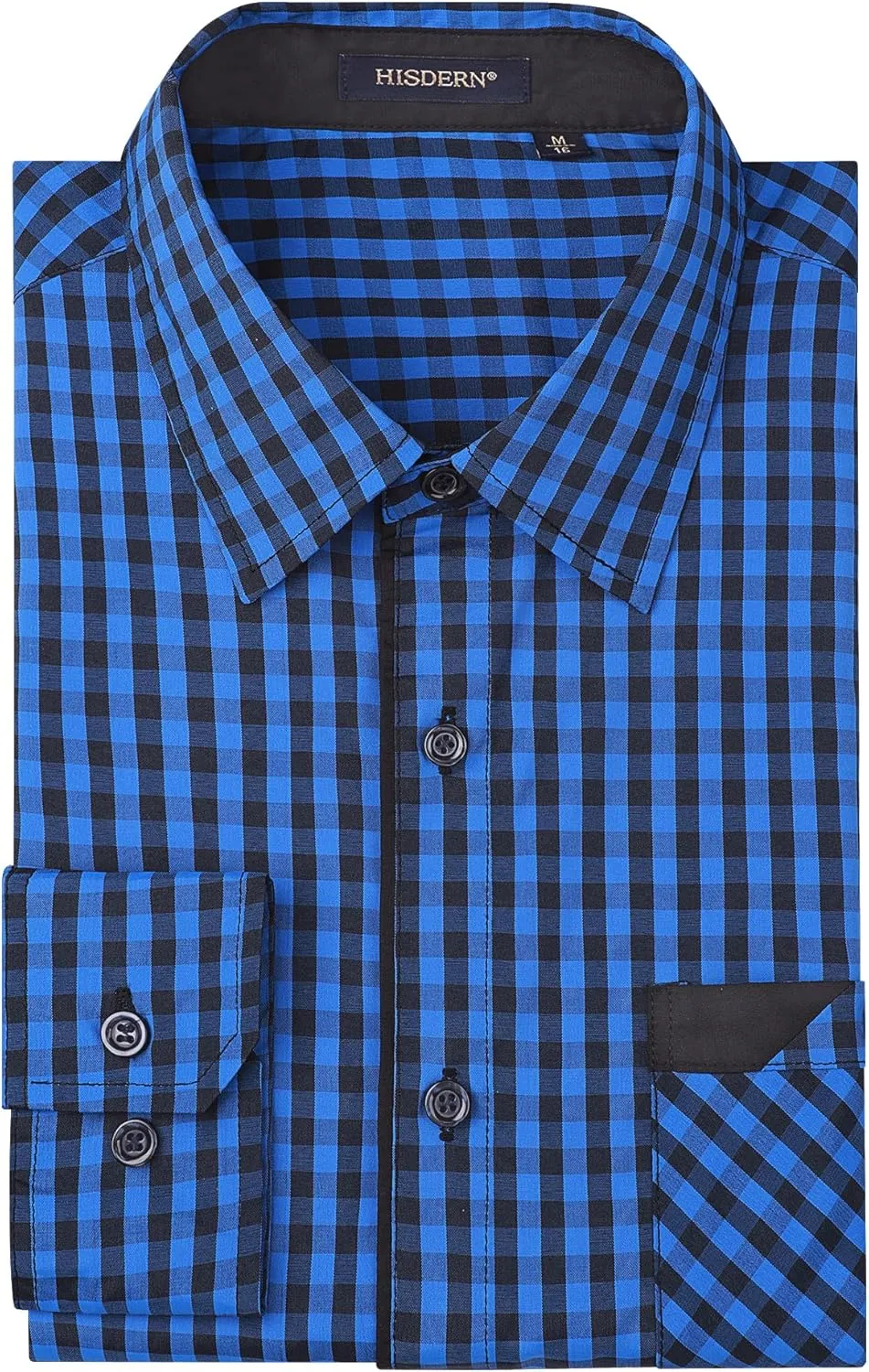 HISDERN Mens Plaid Button Down Shirt Long Sleeve Dress Shirts for Men Casual Wrinkle Free Regular Fit Work Shirt with Pocket