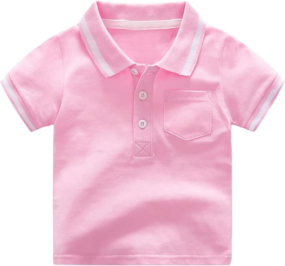 Little Boys Short Sleeve Polo Shirt Cute Summer Tee Uniform Tops