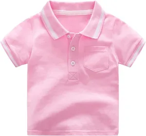 Little Boys Short Sleeve Polo Shirt Cute Summer Tee Uniform Tops