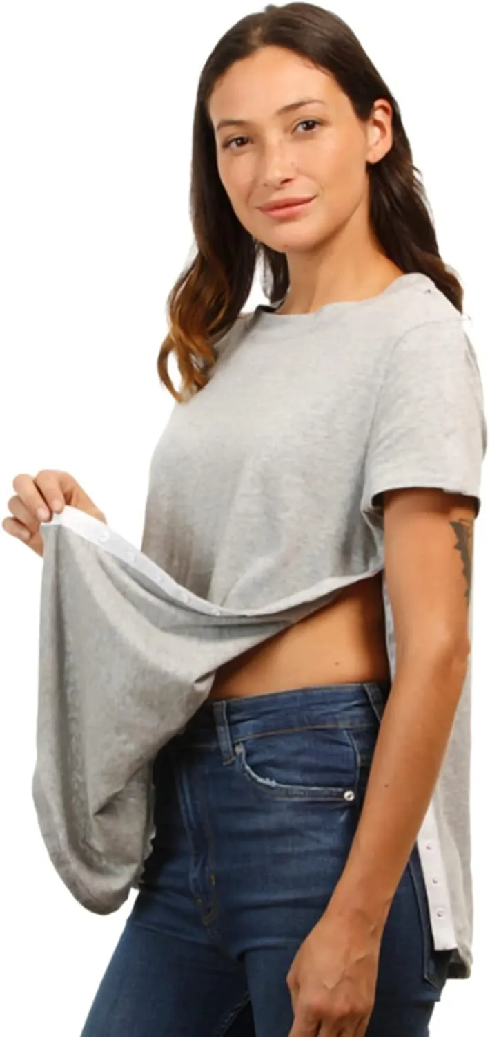MAI Shoulder Surgery Shirts for Women - Soft Fabric Tear Away Shirt with Premium Snap, Chemo Shirts for Port Access