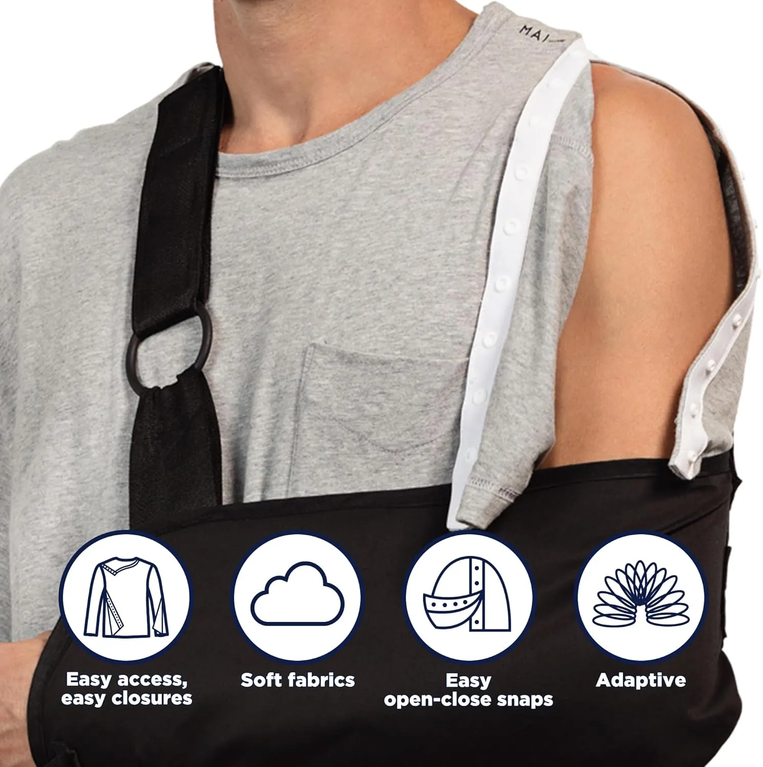 MAI Shoulder Surgery Shirts for Women - Soft Fabric Tear Away Shirt with Premium Snap, Chemo Shirts for Port Access