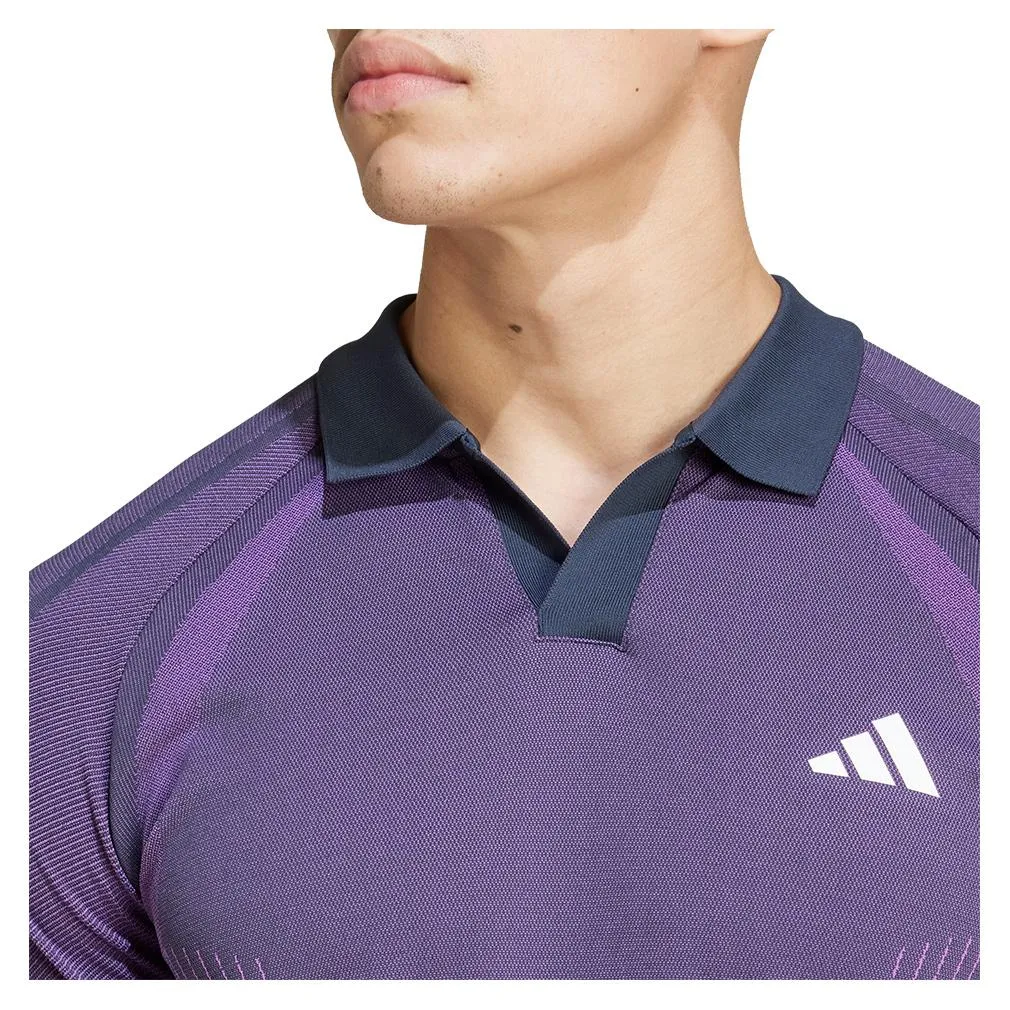 Mens Pro Seamless Tennis Polo Aurora Ink and Preloved Purple