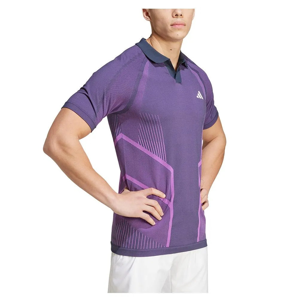 Mens Pro Seamless Tennis Polo Aurora Ink and Preloved Purple