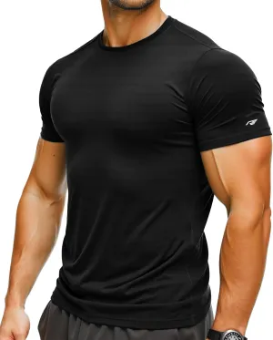 Mens Running Shirt Quick Dry Fit Short Sleeve Performance T-Shirt Moisture Wicking Ourdoor Active Wear Reflective