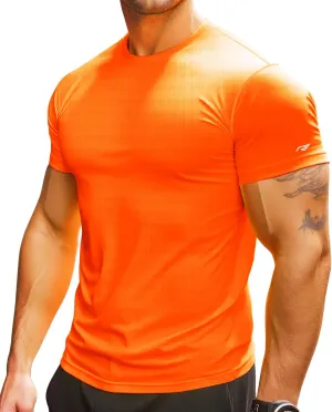 Mens Running Shirt Quick Dry Fit Short Sleeve Performance T-Shirt Moisture Wicking Ourdoor Active Wear Reflective