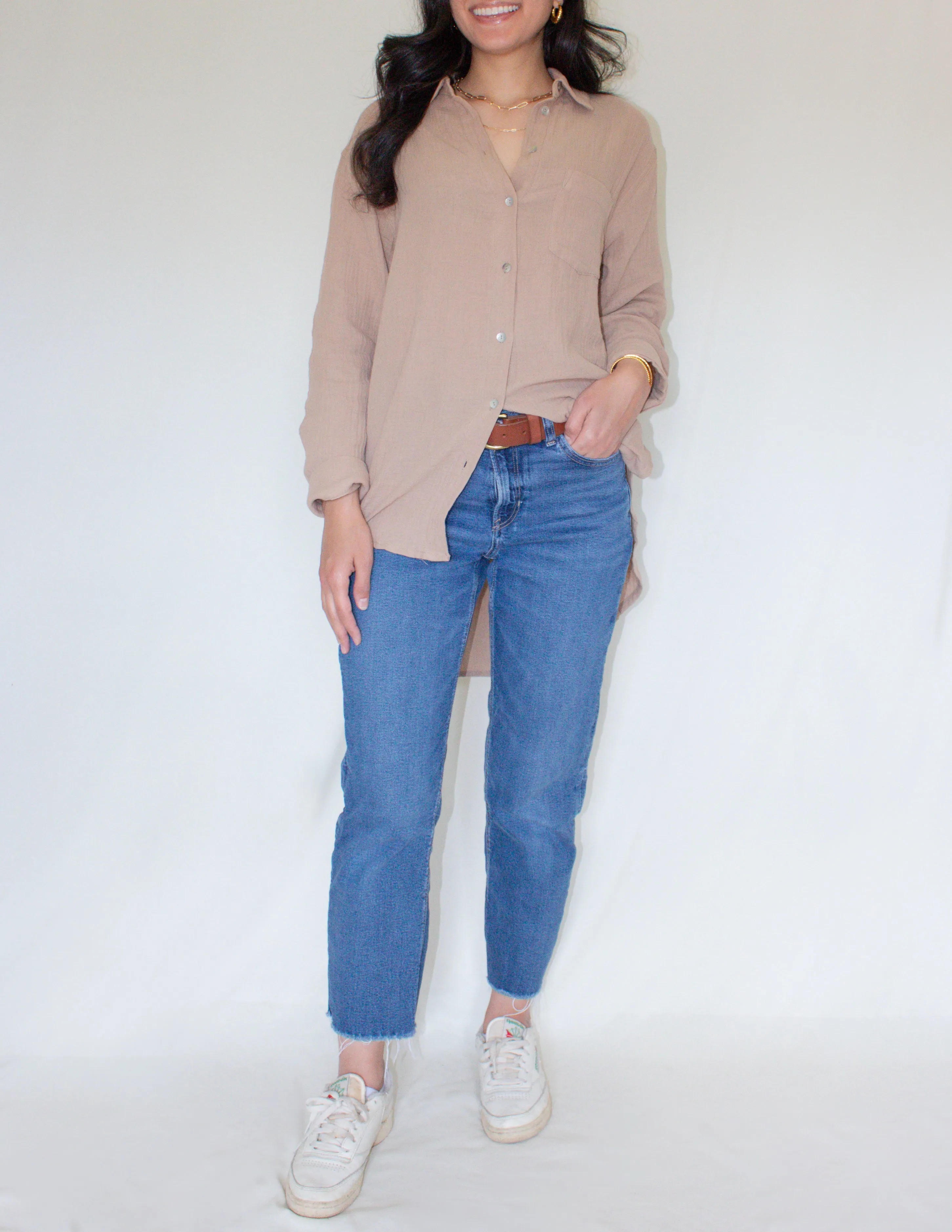 Mocha Button Down Top