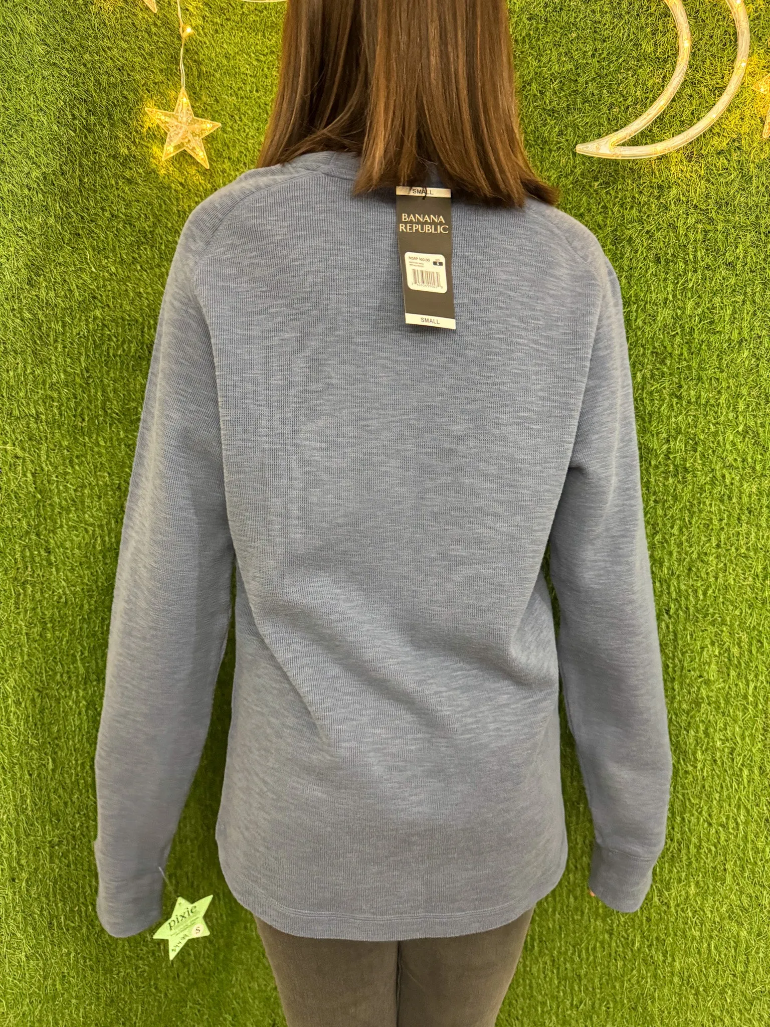 One Line Butterfly Blue Long Sleeve S