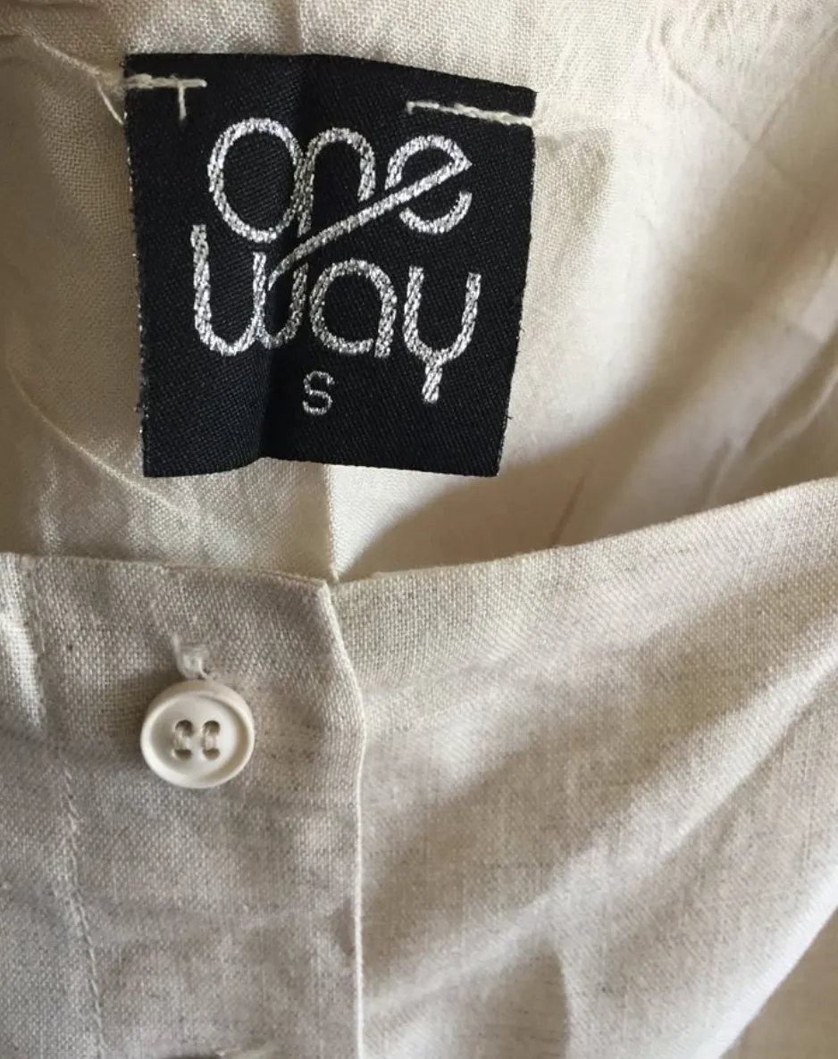 ONE WAY Size 8 Cotton linen look crop top bow straps Preppy oatmeal