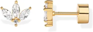 PAVOI 14K Gold Plated Sterling Silver Posts Mini Stud Flat Back Earrings for Women | Helix Cartilage Piercing Jewelry | Dainty Pearl Star Cluster Cubic Zirconia Lotus Climber Screw Backs