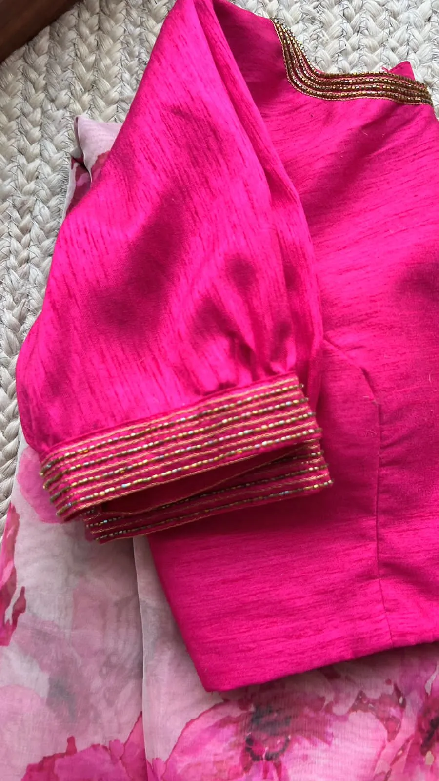 Pink silk hand worked blouse ( only blouse)