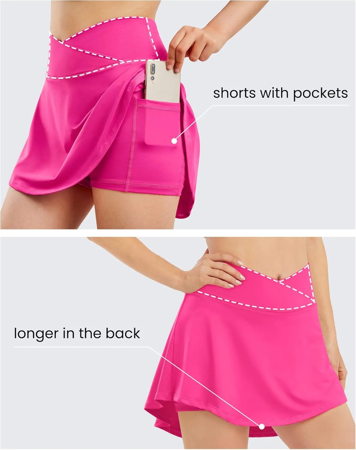 Pleated Tennis Skirt with Pockets Golf Skorts for Woman Athletic Summer Skirts with Shorts Cross Waist
