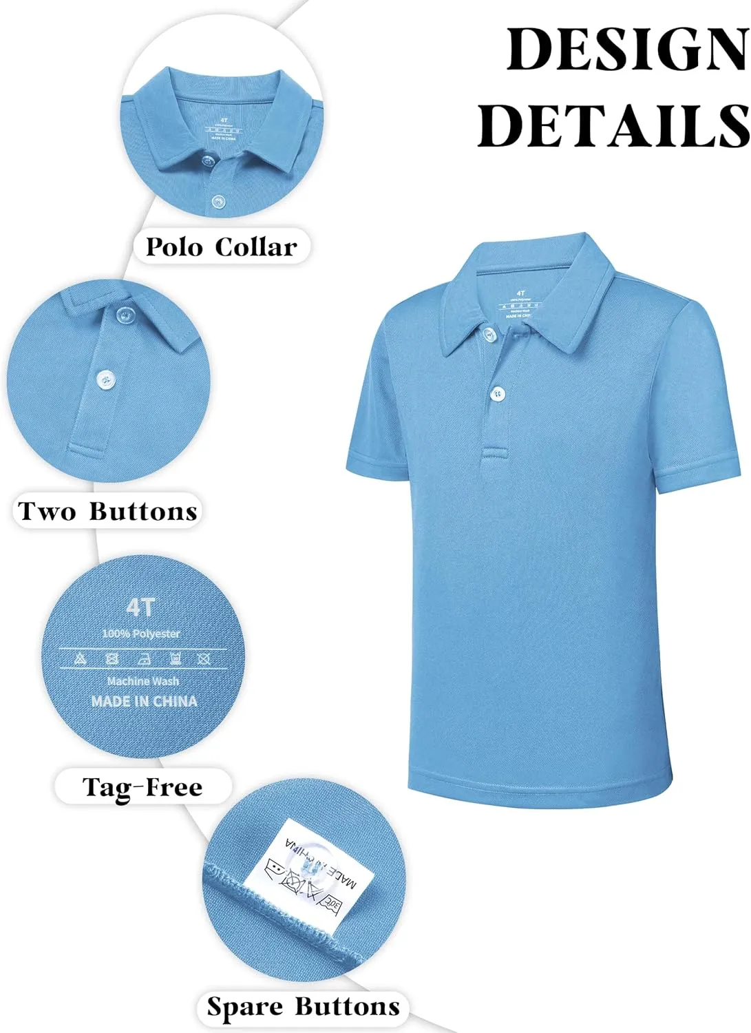 QBK 2T-16Y Boys' School Uniform Pique Polo Kids Performance Neon Short Sleeve Collared Golf Shirt for Toddler to Youth