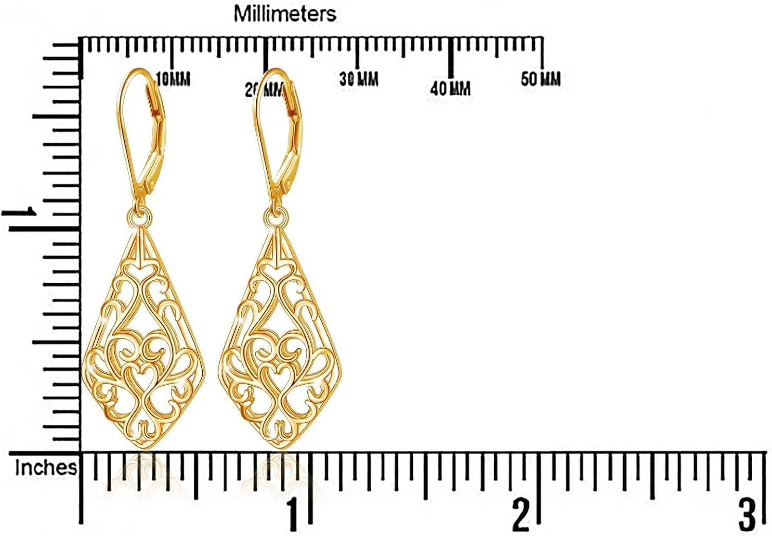 Sterling Silver Leverback Dangle Earrings for Women Teardrop Filigree 14K Gold Plated Dangly Earrings Mothers Day Gift