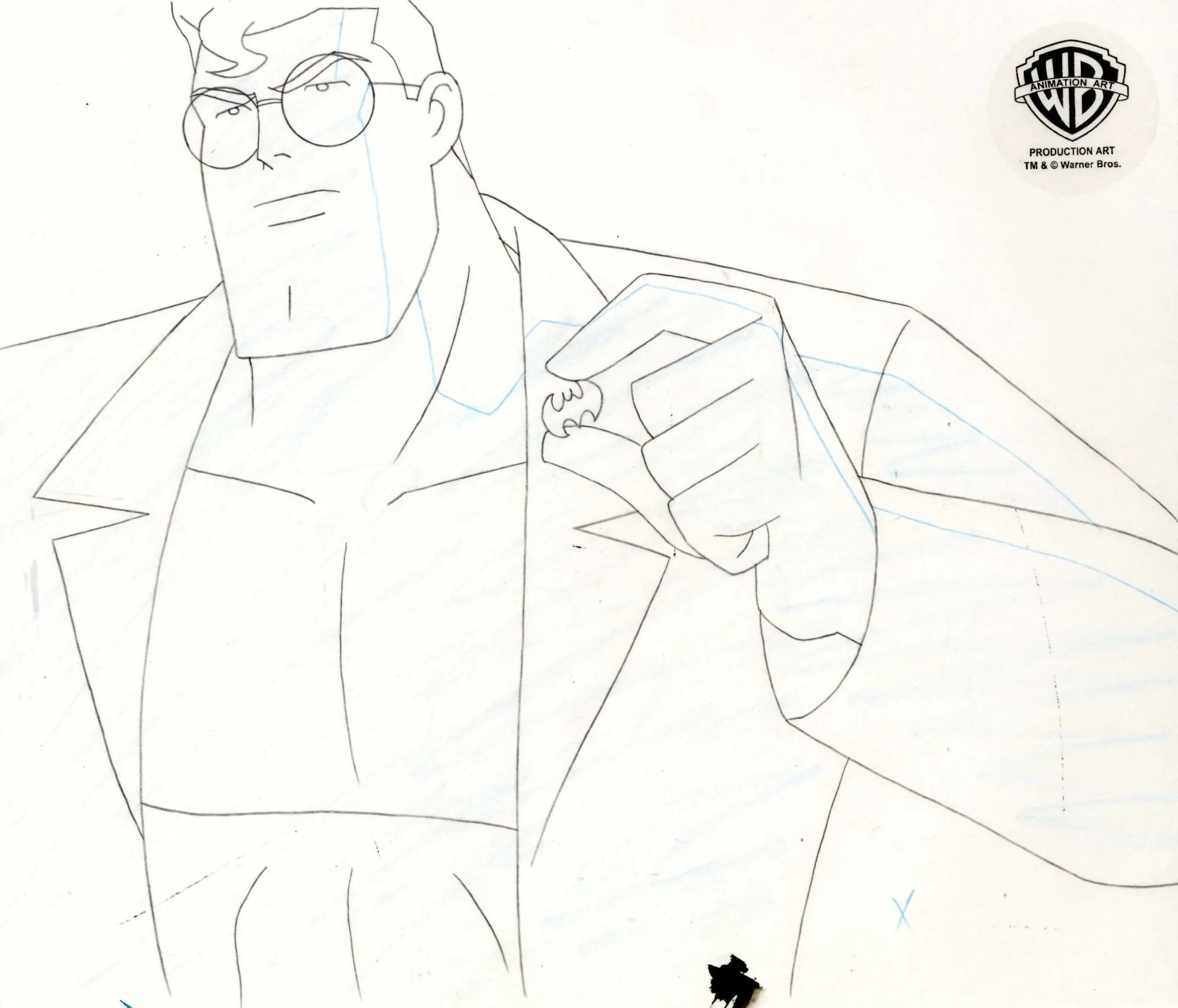 Superman the Animated Series Original Production Cel with Matching Drawing: Clark Kent