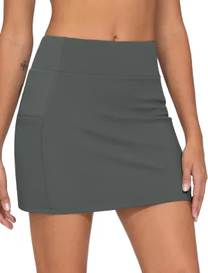 THE GYM PEOPLE Women's High Waisted Golf Skorts Tennis Mini Athletic Active Skirts Built-in Shorts with 3 Pockets
