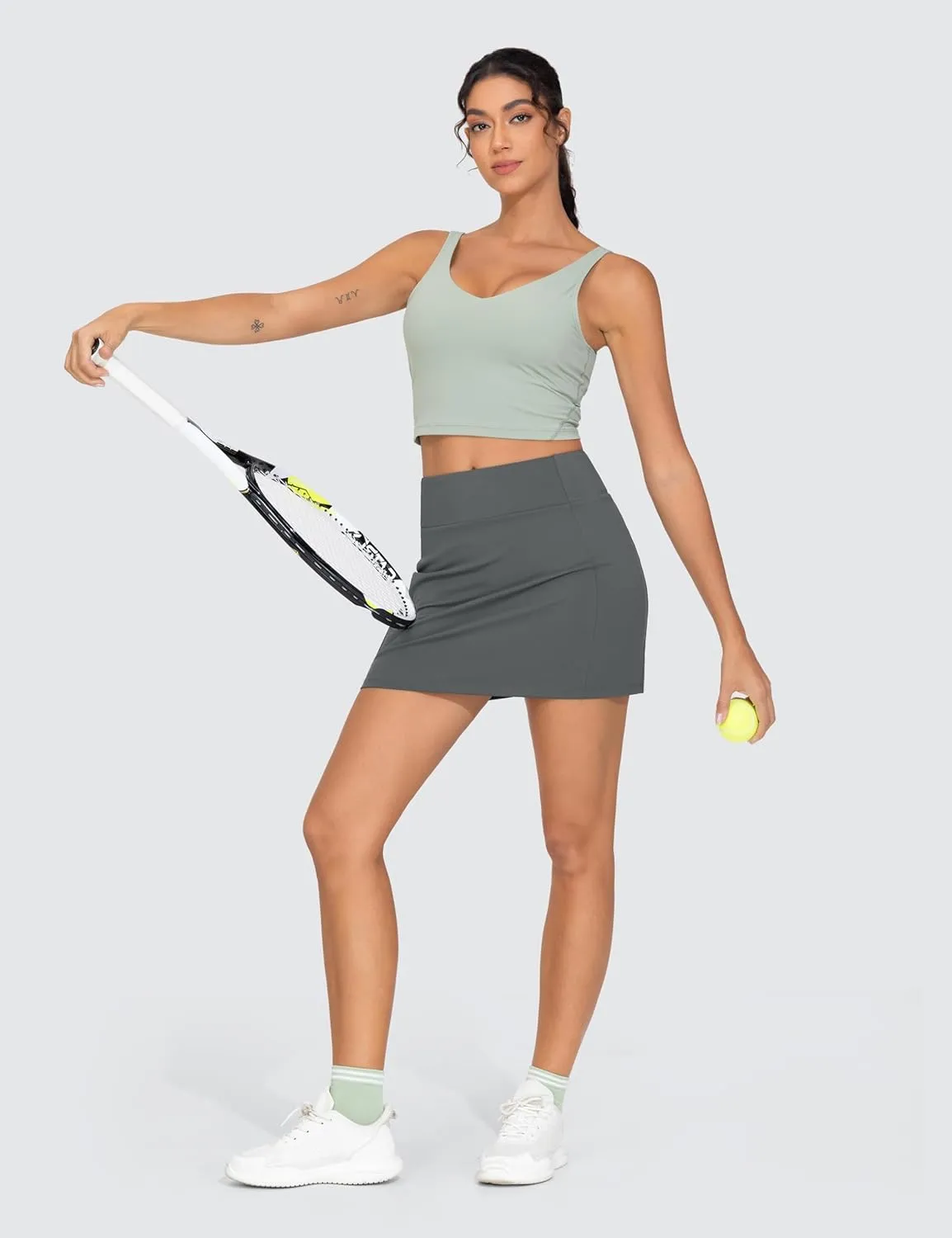 THE GYM PEOPLE Women's High Waisted Golf Skorts Tennis Mini Athletic Active Skirts Built-in Shorts with 3 Pockets