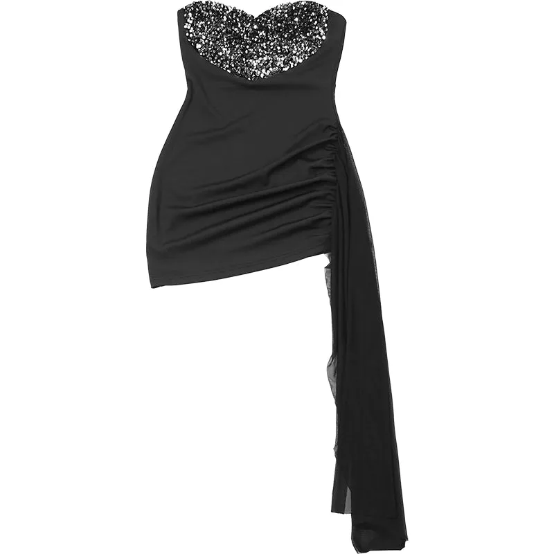 Trendy Heart-Shaped Back Sequin Party Dress