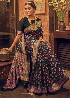 Women Party Wear Jari Weaving Modal Silk Cotton Base Saree with Un Stitched Blouse