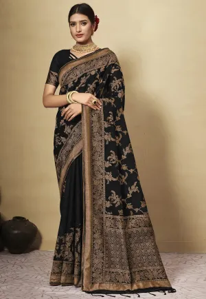 Women Party Wear Weaving Work Chanderi Cotton Saree with Un Stitched Blouse