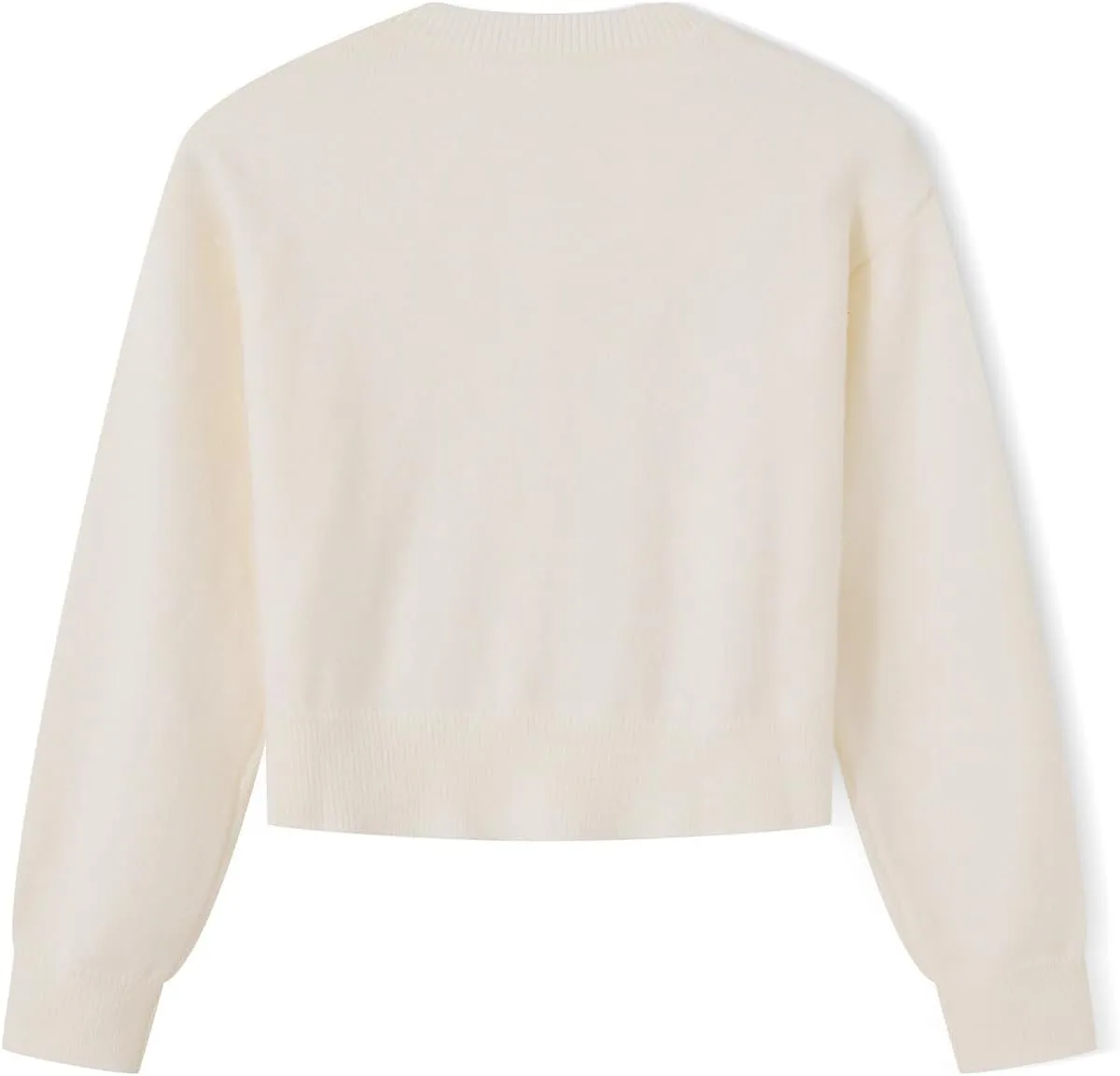 Women Y2K Button Front Crop Sweater Cardigan Solid Color Crew Neck Long Sleeve Knit Fall Tops Streetwear