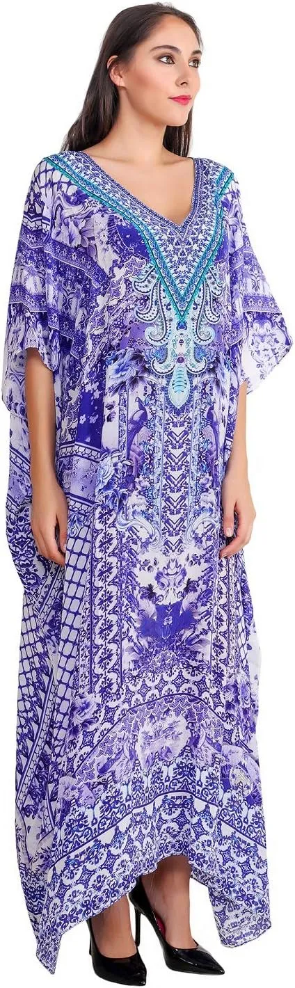 Women's Caftan Dress - Beachwear Coverup Kaftan Casual Long Maxi Lougewear One Size Dresses for Girls & Women