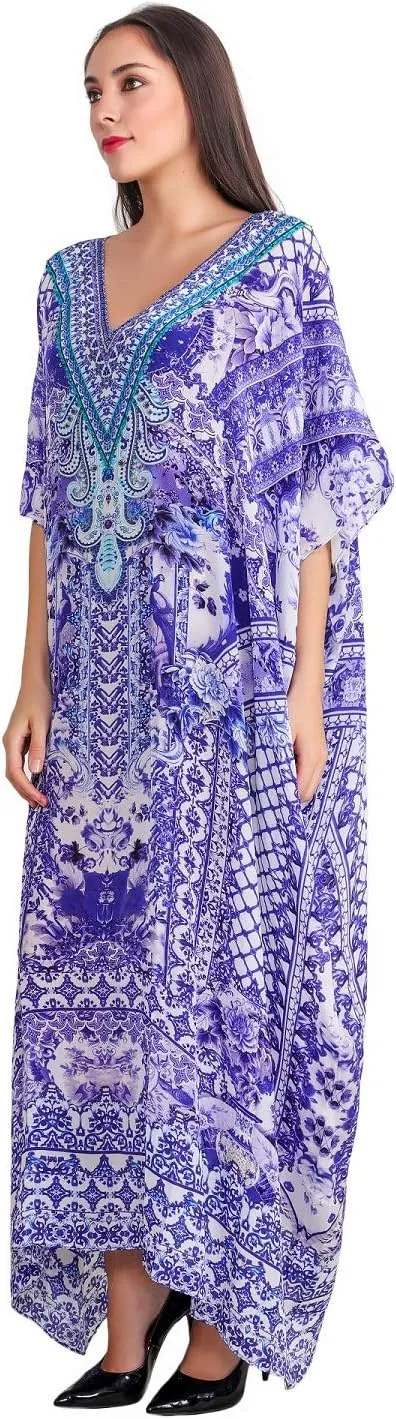 Women's Caftan Dress - Beachwear Coverup Kaftan Casual Long Maxi Lougewear One Size Dresses for Girls & Women