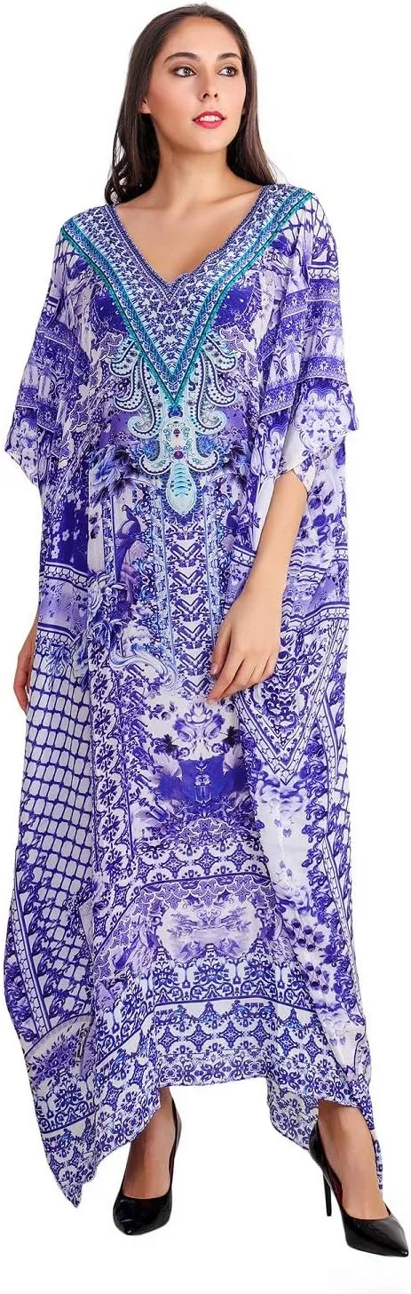 Women's Caftan Dress - Beachwear Coverup Kaftan Casual Long Maxi Lougewear One Size Dresses for Girls & Women