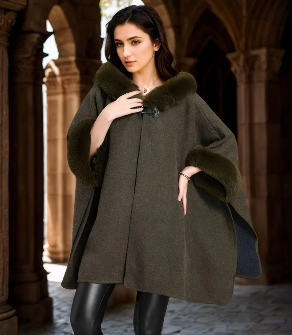 Women's Cardigan Shawl Cape Cloak Winter Warm Hoodie Cardigan Coat
