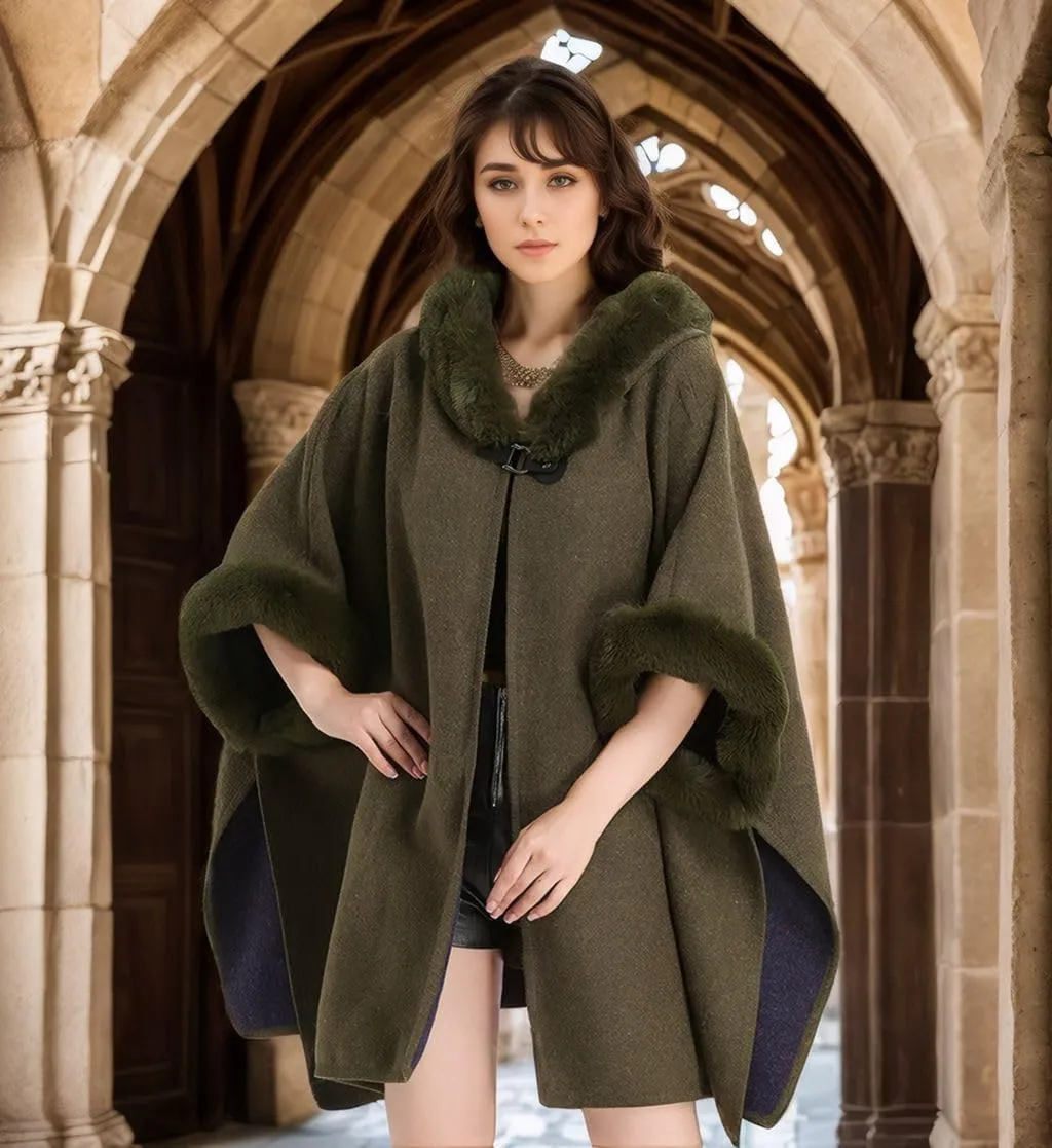 Women's Cardigan Shawl Cape Cloak Winter Warm Hoodie Cardigan Coat