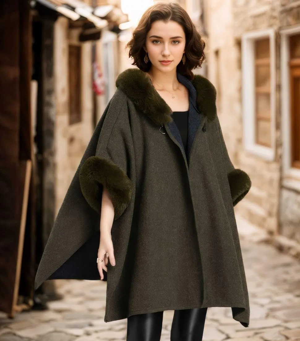 Women's Cardigan Shawl Cape Cloak Winter Warm Hoodie Cardigan Coat