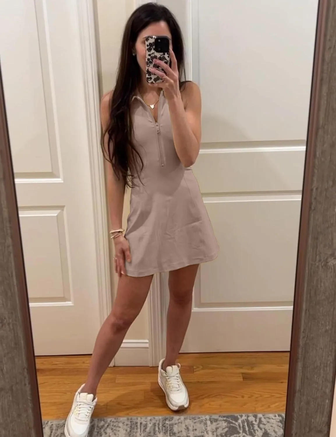 Womens Tennis Dress Sleeveless Racrback Polo Mini Dress with Detached Built-in Shorts & Pocket for Athletic Dress